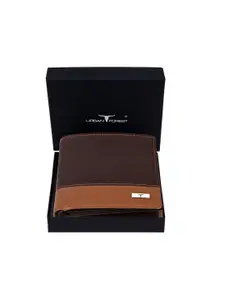 URBAN FOREST Men Colourblocked Leather Two Fold Wallet