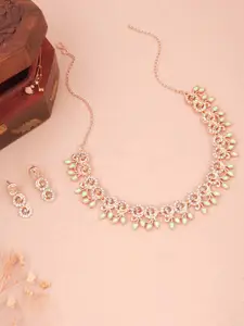 Lyriss Gold-Plated American Diamond Stone-Studded Necklace & Earrings