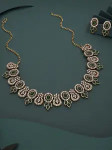 Lyriss Gold-Plated American Diamond Stone-Studded Necklace & Earrings