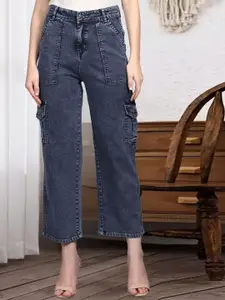 DressBerry Women Comfort Wide Leg High-Rise Light Fade Stretchable Jeans