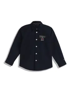 Tommy Hilfiger Boys Spread Collar Solid Cotton Casual Shirt
