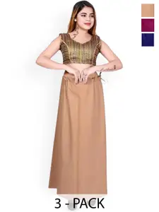 PR PINK ROYAL Pack Of 3 Pure Cotton Saree Shapewear