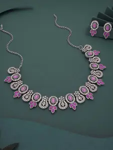 Lyriss Gold-Plated American Diamond Studded Necklace & Earrings