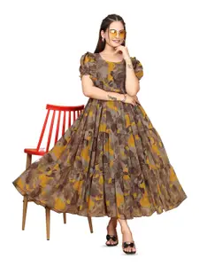 Anouk Floral Print Puff Sleeve Maxi Dress