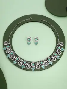 Lyriss Gold-Plated American Diamond Stone-Studded Necklace & Earrings