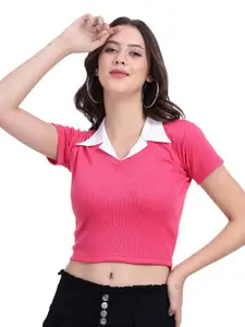 The Roadster Lifestyle Co Women Shirt Collar Fitted Top