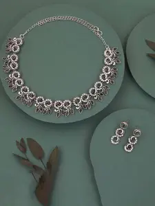 Lyriss Gold-Plated American Diamond Stone-Studded Necklace & Earrings