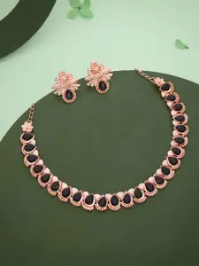 Lyriss Gold-Plated American Diamond Stone-Studded Necklace & Earrings