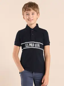 U.S. Polo Assn. Kids Boys Brand Logo Printed Polo Collar T-shirt