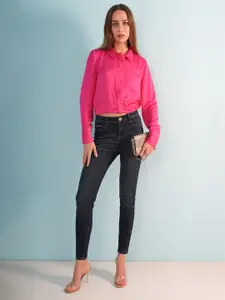 ONLY Women Regular Fit Spread Collar Solid Casual Shirt