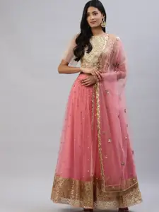 Fusionic Embellished Sequinned Semi-Stitched Lehenga & Blouse With Dupatta