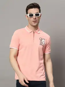 RELANE Men Typography Printed Polo Collar Cotton T-shirt