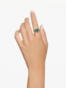 SWAROVSKI STILLA Gold-Plated Cubic Zirconia Studded Finger Ring