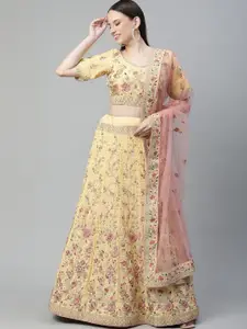 Fusionic Embellished Sequinned Semi-Stitched Lehenga & Blouse With Dupatta