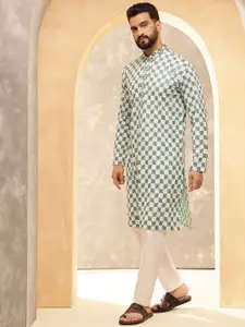 SOJANYA Men Geometric Embroidered Thread Work Kurta