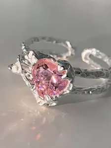 StyleCast Elegant Silver-Toned Artificial Stone Studded Circular Shaped Finger Ring