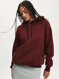 CLAFOUTIS Women Solid Hooded Oversized Sweatshirt