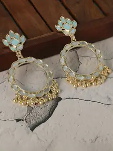 Anouk Silver-Plated Artificial Beaded Circular Shaped Drop Earrings