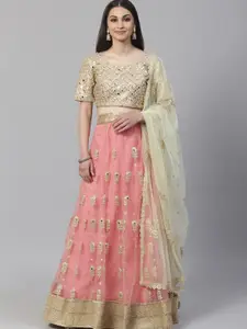 Fusionic Embellished Sequinned Semi-Stitched Lehenga & Blouse With Dupatta