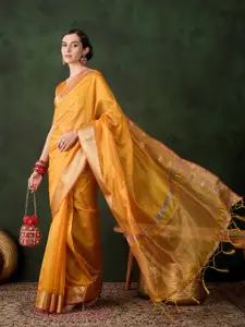 DEVATITHI Woven Design Zari Organza Saree