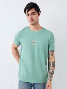 SPYKAR Men Graphic Printed Round Neck Cotton Slim Fit T-shirt