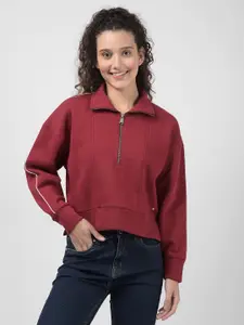 Numero Uno Women Shirt Collar Oversized Sweatshirt