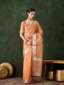 DEVATITHI Woven Design Zari Organza Saree