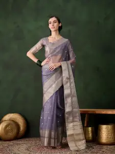 DEVATITHI Woven Design Zari Organza Saree