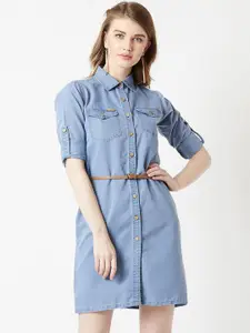 The Roadster Lifestyle Co
Denim Belted Shirt Mini Dress