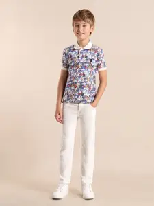 U.S. Polo Assn. Kids Boys Brand Logo Printed Polo Collar Pockets T-shirt