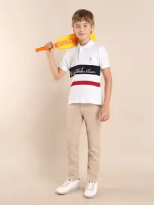 U.S. Polo Assn. Kids Boys Brand Logo Colourblocked Polo Collar Applique T-shirt
