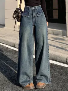 AAHWAN Women Relaxed Fit High-Rise Dark Fade Jeans