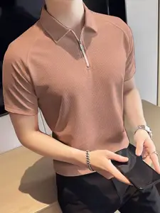 madfrog Men Self Design Polo Collar Slim Fit T-shirt