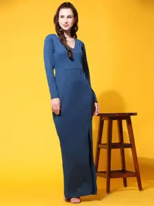 DressBerry Women PU Coated Scuba Wrap Maxi Dress