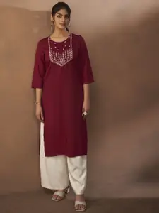 Anouk Women Floral Embroidered Thread Work Kurta