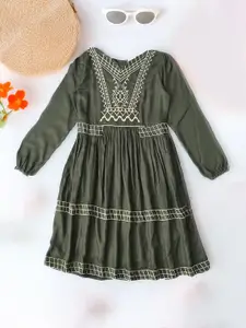 Bella Moda Girls Embroidered Cotton Fit & Flare Dress