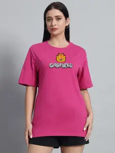 N1F FASHION Women Typography Printed Round Neck Cotton Oversized T-shirt