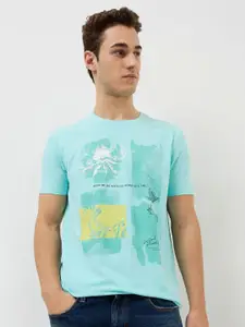 SPYKAR Men Typography Printed Round Neck Cotton Slim Fit T-shirt