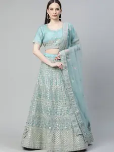 Fusionic Embellished Sequinned Semi-Stitched Lehenga & Blouse With Dupatta