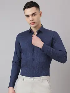 Richlook Men Comfort Fit Spread Collar Multi Striped Cotton Formal Shirt