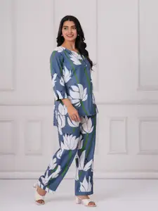 PINGAKSH Printed Top With Trouser Co-Ords