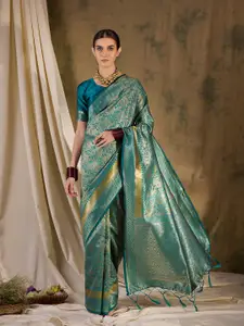 DEVATITHI Teal Banarasi Silk Saree
