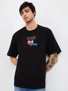 SPYKAR Men Typography Printed Round Neck Cotton Relaxed Fit T-shirt