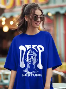 Leotude Women Graphic Printed Round Neck Cotton Relaxed Fit T-shirt
