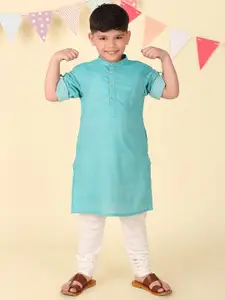 Fabindia Boys Cold-Shoulder Sleeves Thread Work Kurta