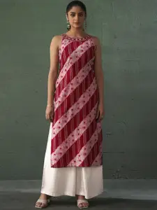 Anouk Women Bandhani Embroidered Halter Neck Gotta Patti Kurta