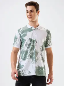 SPYKAR Men Abstract Printed Polo Collar Cotton Slim Fit T-shirt