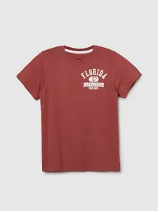 max Boys Typography Printed Round Neck Cotton T-shirt