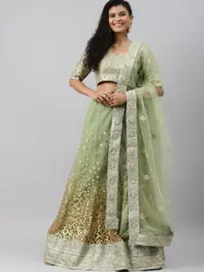 Fusionic Embellished Sequinned Semi-Stitched Lehenga & Blouse With Dupatta