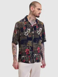 Snitch Men Comfort Boxy Fit Cuban Collar Floral Printed Casual Shirt
